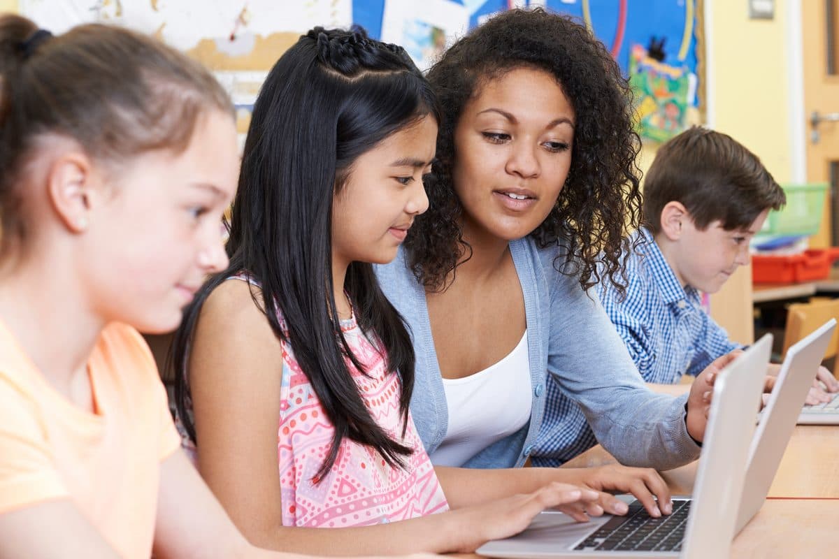 Girls learning in a classroom